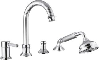 Смеситель на борт ванны однорычажный с выдвижным душем и переключателем Cezares OLIMP-BVDM-01-L